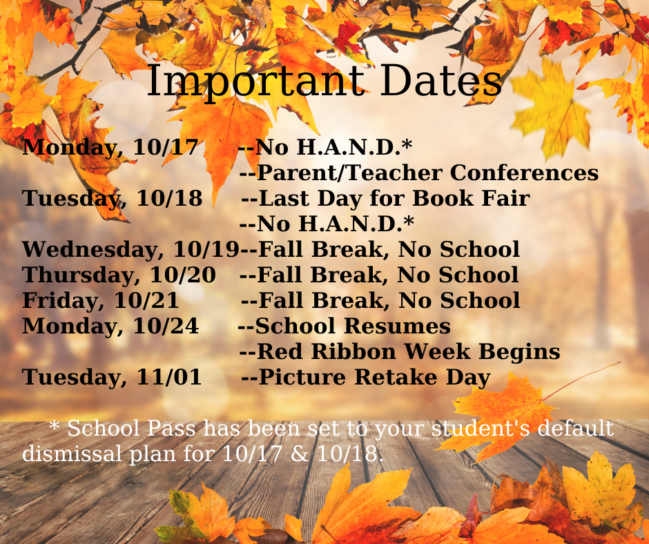 Important Dates 10-22