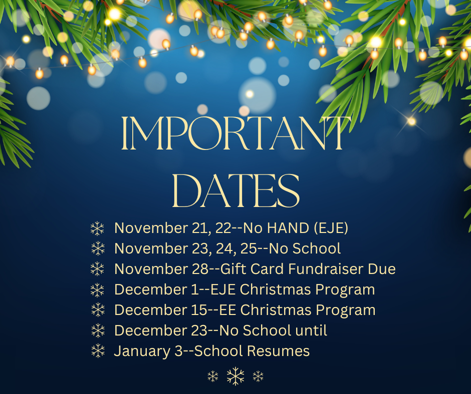 Important Dates 11-22